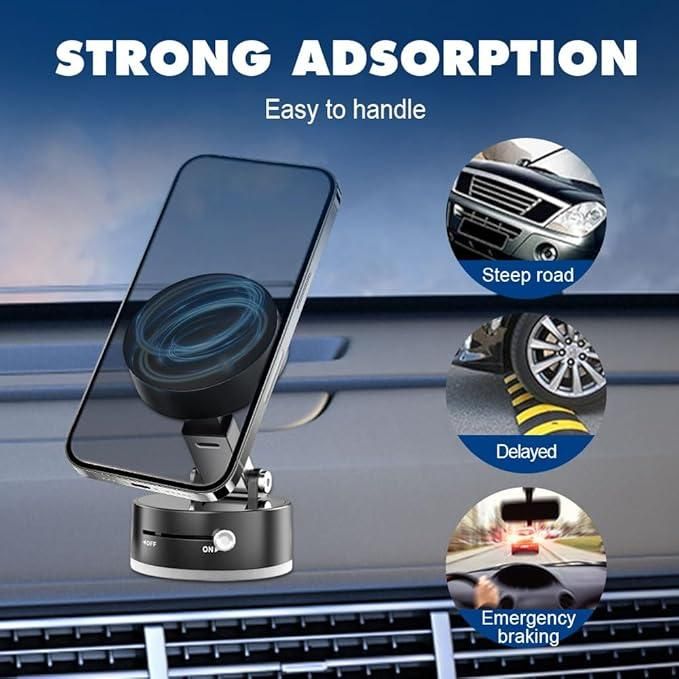 “360° Magnetic Car Phone Holder | Strong Vacuum Suction Grip Stand”