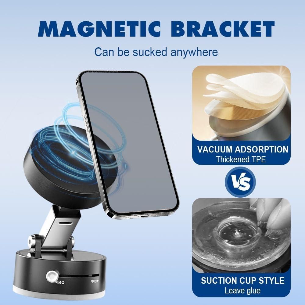 “360° Magnetic Car Phone Holder | Strong Vacuum Suction Grip Stand”