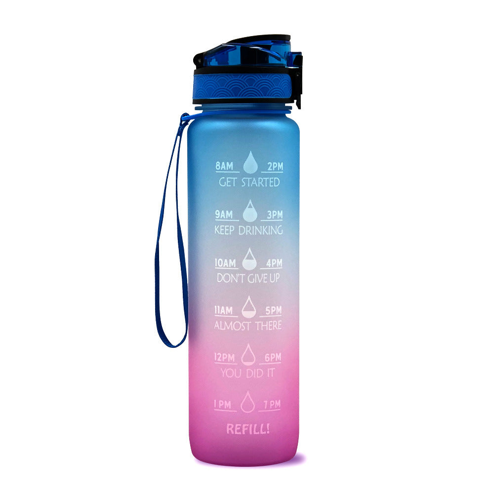 “1L Motivational Water Bottle with Time Marker – Leakproof, BPA-Free, Sports & Gym Shaker