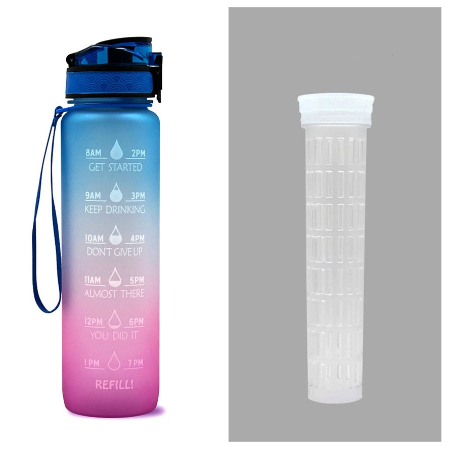 “1L Motivational Water Bottle with Time Marker – Leakproof, BPA-Free, Sports & Gym Shaker