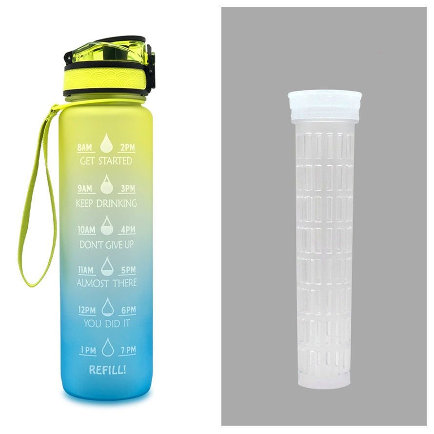 “1L Motivational Water Bottle with Time Marker – Leakproof, BPA-Free, Sports & Gym Shaker