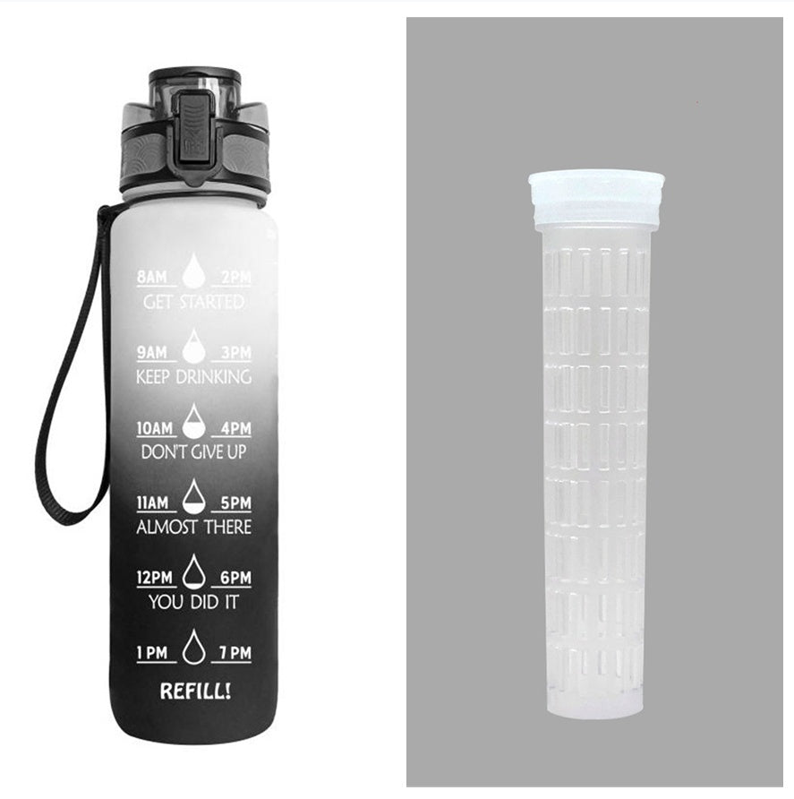 “1L Motivational Water Bottle with Time Marker – Leakproof, BPA-Free, Sports & Gym Shaker