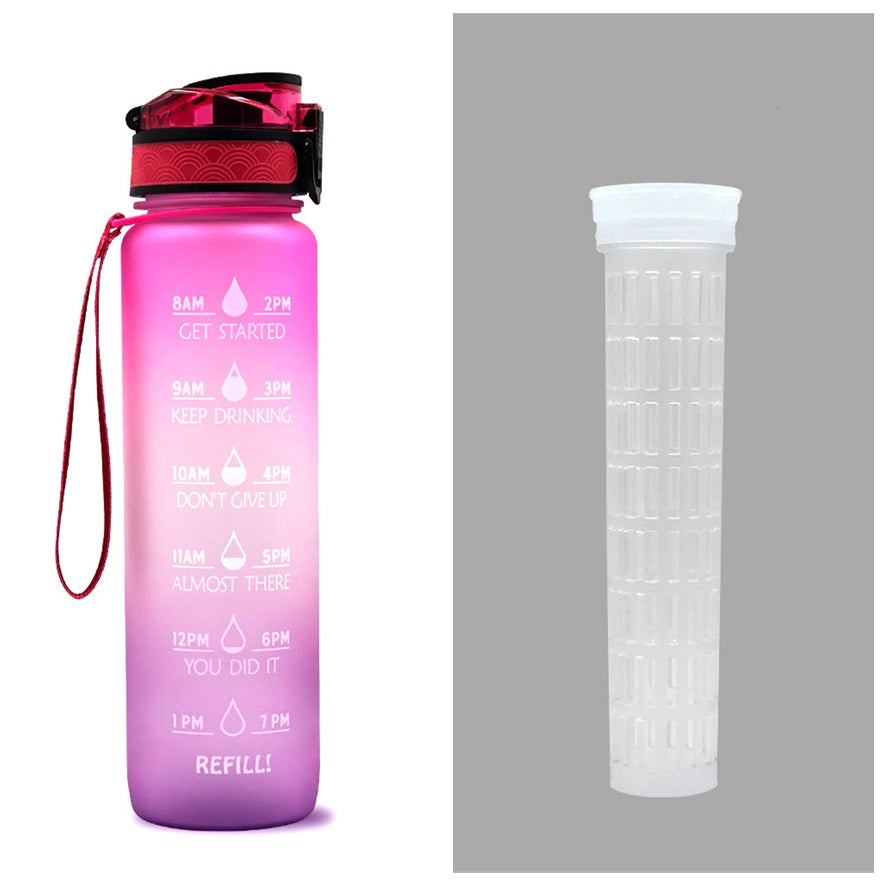 “1L Motivational Water Bottle with Time Marker – Leakproof, BPA-Free, Sports & Gym Shaker